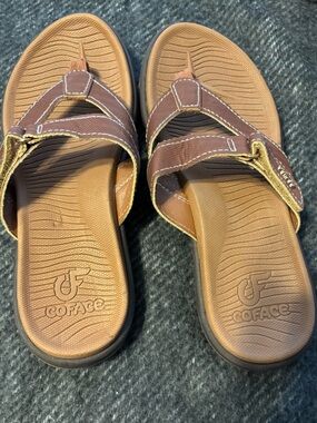 COFACE Womens Fashion Orthotic Flip Flops Ladies Slip On Size 6 Brown